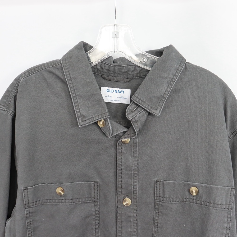 NWT Old Navy Men's Gray Button-Up Shirt - Picture 5 of 7